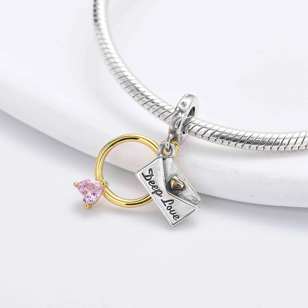 2023 New 925 Sterling Silver Wedding Bride Love Ring Charm Pendant Fit Original Pendant Bead Bracelet Fashion DIY Woman Jewelry