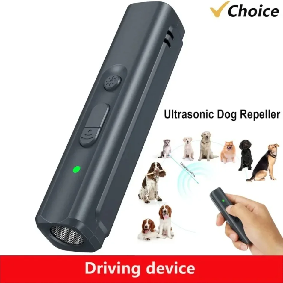 

Ultrasonic Dog Repeller Anti Barking Device USB Rechargeable Portable Dog Trainer with LED Light and Lanyard