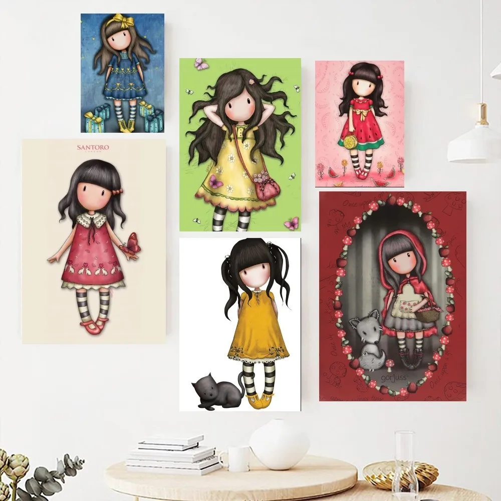 S-Santoro-G-Gorjuss-Cartoon-Girl Poster Paintings on The Wall Picture for Living Room Interior Painting Room Decoration