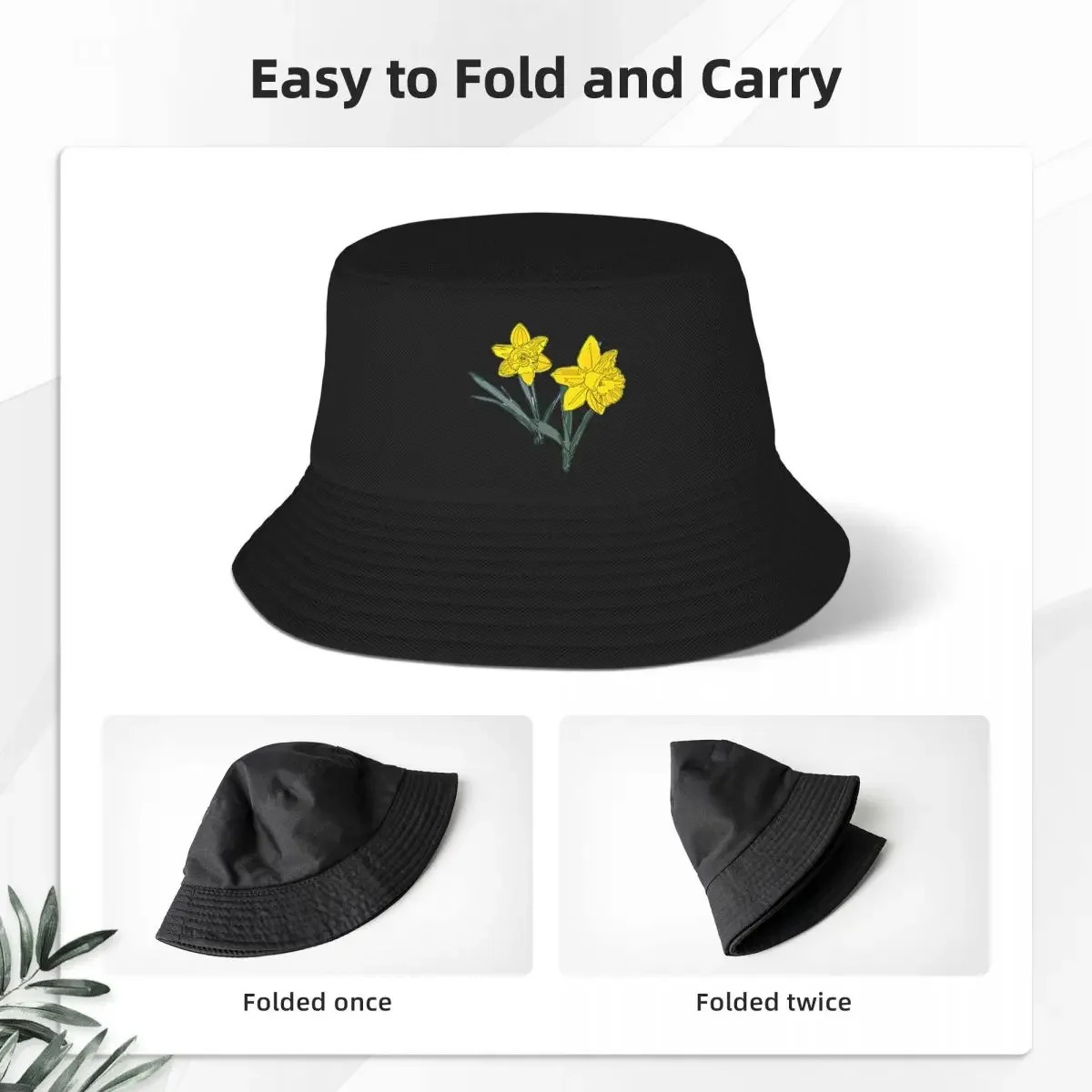 Daffodills Bucket Hats Panama Hat Children Bob Hats Autumn Fisherman Hats Summer Beach Fishing Unisex Caps