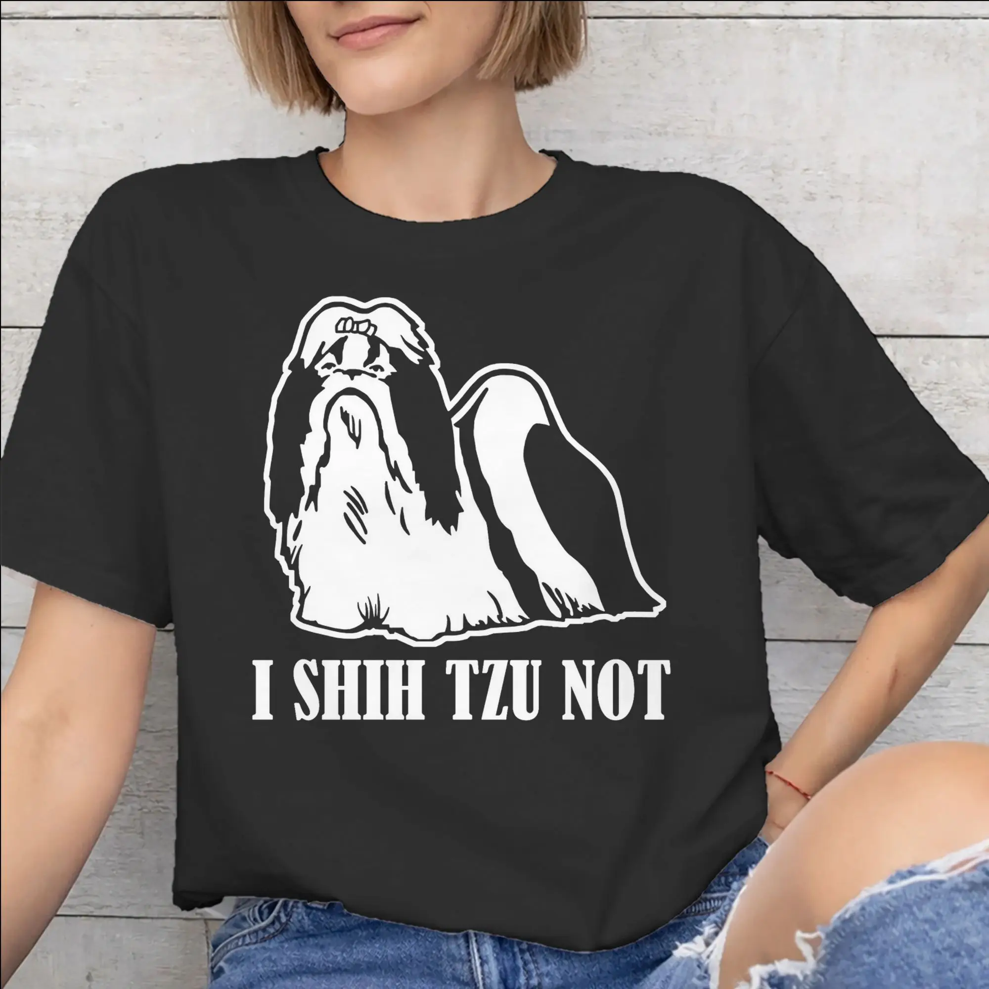 Camiseta con estampado gráfico I Shih Tzu Not Funny Dog Lover para hombre y mujer, camisetas 100% de algodón, ropa