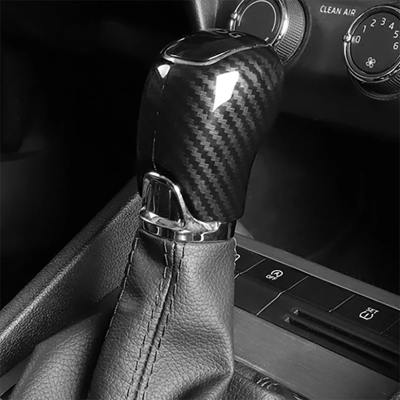 Fibra de carbono Interior Gear Shift Knob Cover, Guarnição Handle Sleeve, Botões Capa, Adesivo para Skoda, Octavia, A7, Superb, Fabia