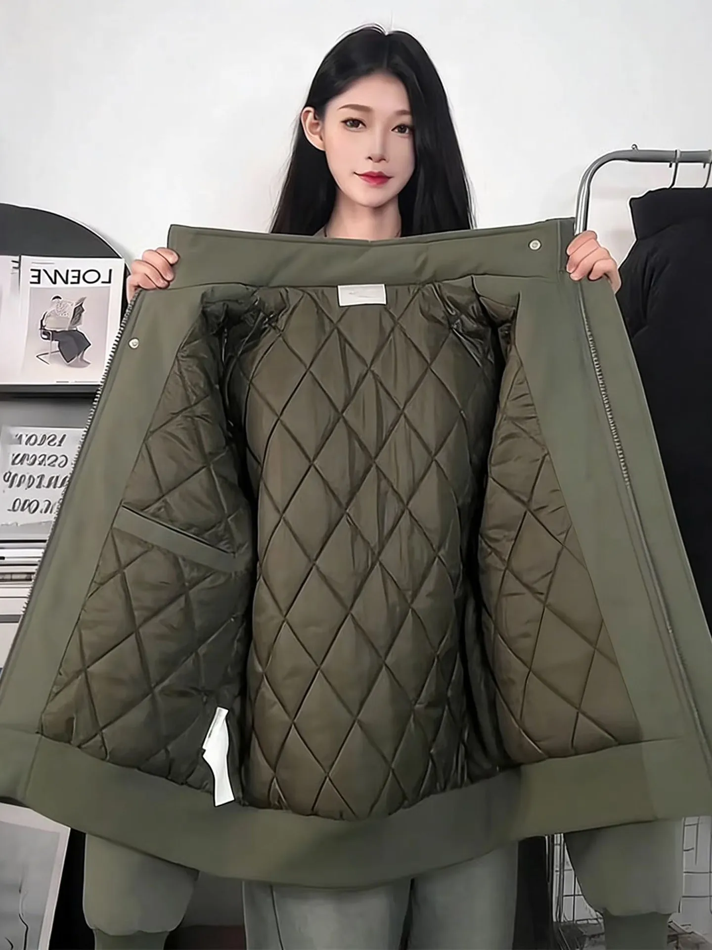 

Thiened Cotton Flight Jaet Military een American Sle Men's Winter Cold Resistance Workwear Bread Collar Couple