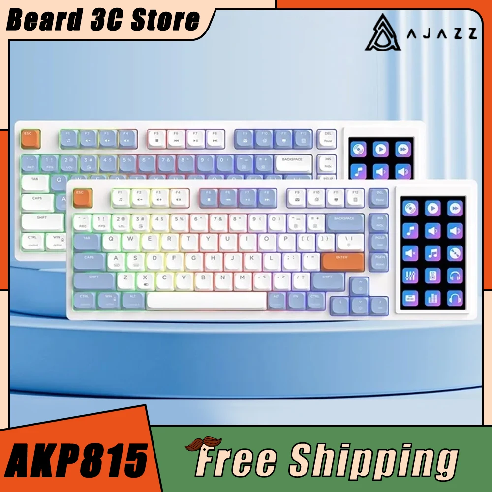 

Ajazz AKP815 Mechanical Keyboard LCD Screen RGB Hot Swap Custom Programming Wired Gaming Keyboard Gasket Pc Gamer Accessories