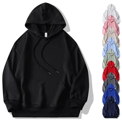 Plain Lightweight Hoodies Unisex Pull Over Men Hooded Sweatshirt Drop Shoulder Baggy Black Hoodies For Men Sudaderas Con Capucha