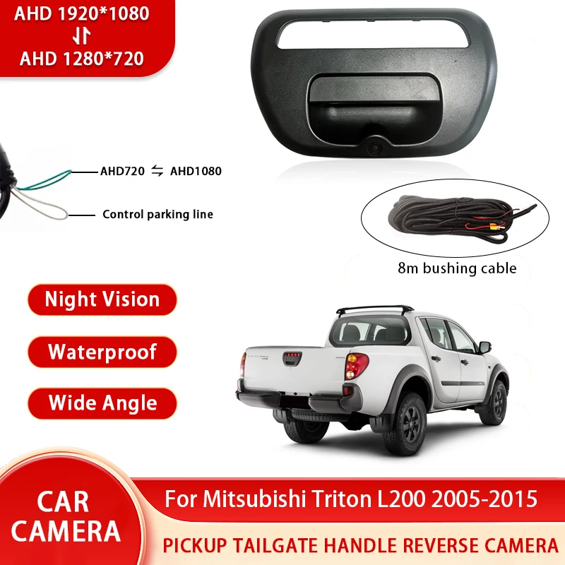 

Камера заднего вида AHD 1080P с ручкой для пикапа Mitsubishi Triton L200 2005-2015, водонепроницаемая резервная камера NTSC