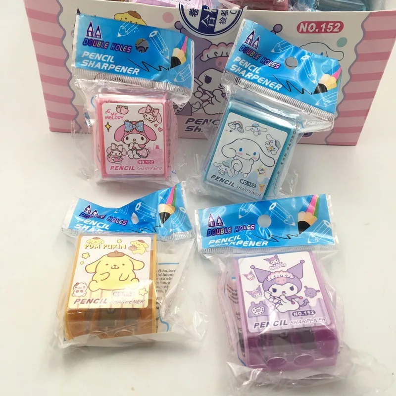 Imagem -03 - Sanrio-cartoon Backpack Modeling Pencil Sharpener para Crianças Mini Double Hole Student Papelaria Creative s 48 Pcs