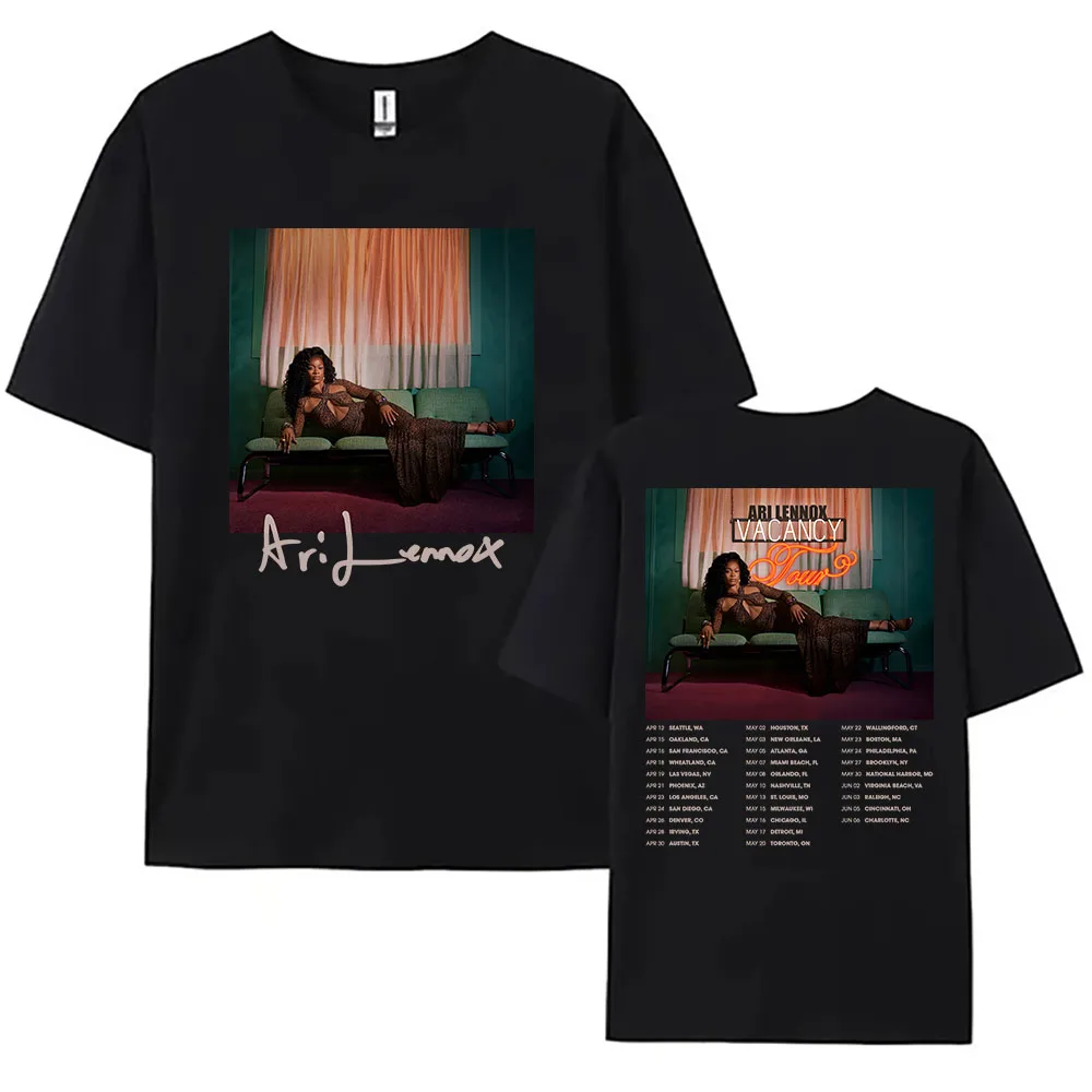 Camisetas ARI LENNOX Vacancy Tour 2026, Camisetas de Algodón Holgadas e Informales para Mujer/Hombre, Ropa Urbana Unisex, Camisetas con Estampado Gráfico y Cuello Redondo