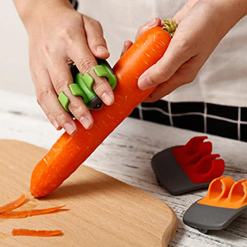 Finger Grip Palm Peeler For Fruit Vegetable Stainless Steel Rubber Handle Peeling Tool For Potato Carrot Cucumber Kitchen Gadget