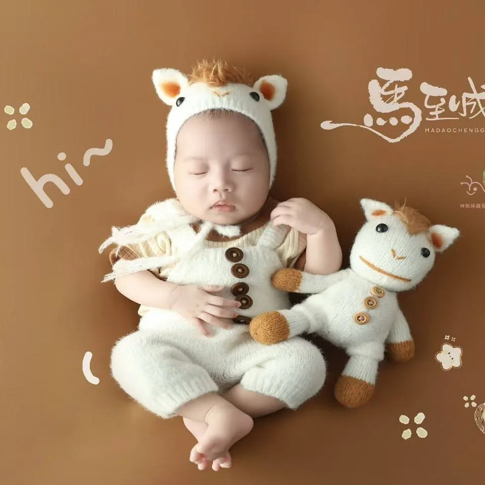 

❤️Newborn Photography Clothing Hat+Jumpsuit+Doll 3Pcs/set Studio Baby Photo Props Accessories Infant Shoot Clothes Outfits