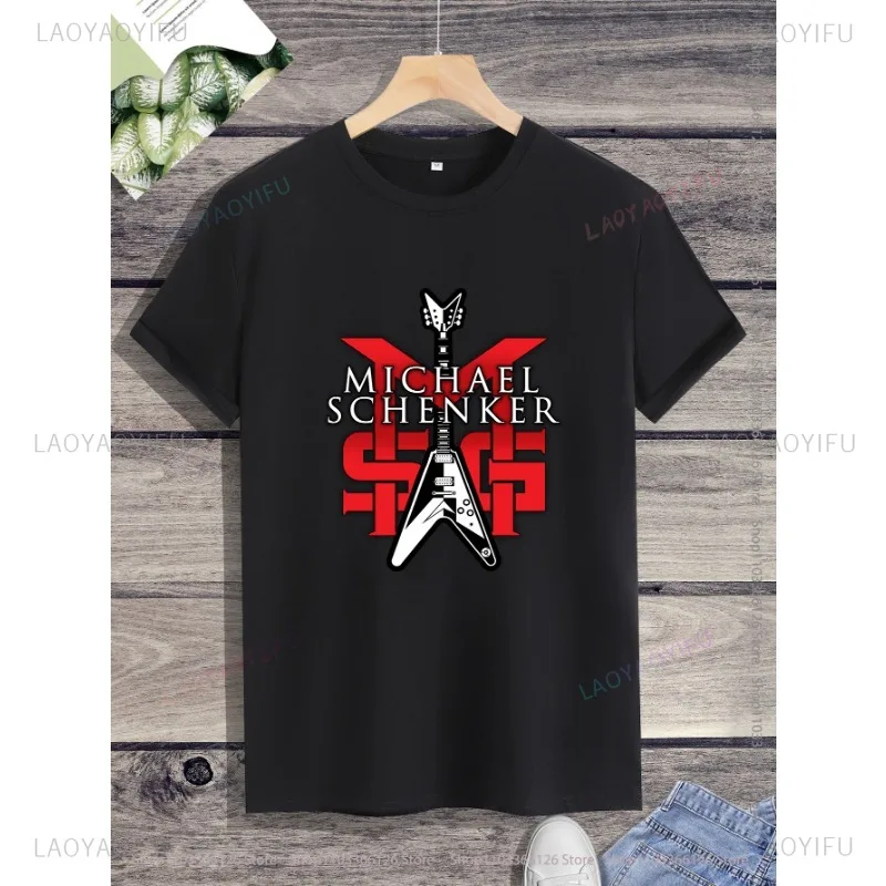 Harajuku Michael Schenker Msg Band Logo graphic t shirts Unisex shirt Loose short sleeve O-neck Leisure