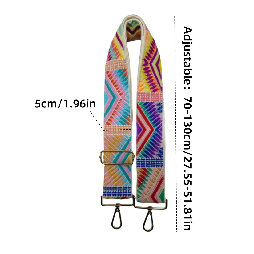 5cm Embroidered Canvas Bag Strap, Widened Extended Replacement Shoulder Belt for Women Crossbody Bags & Backpack Accessories