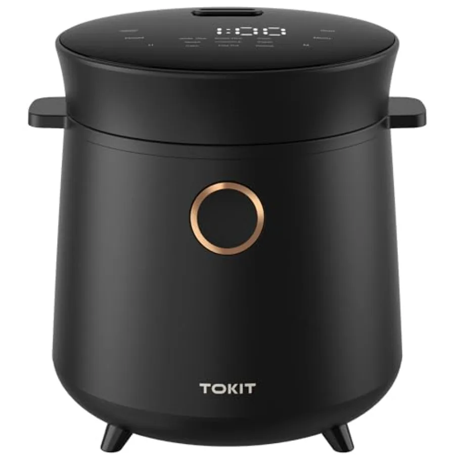

Compact Mini Rice Cooker 3-Cup Uncooked 6-Cup Cooked Non-Stick Ceramic Inner Pot Multicooker with 24H Timer Delay Auto Keep War