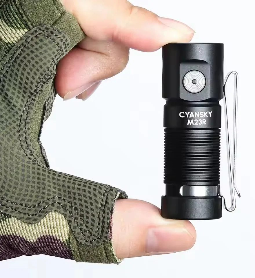 CYANSKY M23R Portable Mini LED Flashlight White Red Dual Light Source EDC Keychain Flashlight