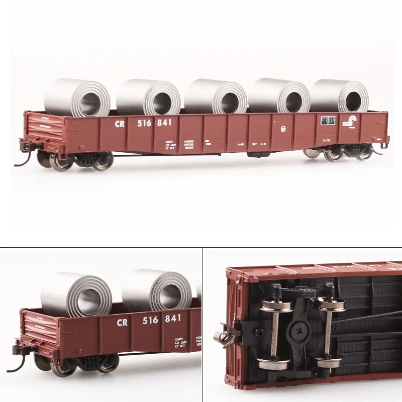 

BACHMANN HO 1/87 American Series Simulation 50 Feet 6 Inches Front Unloading Low-side Gondola Car-brown/steel Coil Train Model