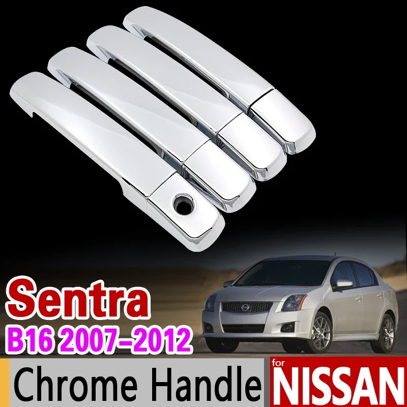 

Хромированная накладка на дверную ручку автомобиля, Набор накладок для Nissan Sentra B16 2007 2008 2009 2010 2011 2012, автомобильные аксессуары, наклейки, автостайлинг