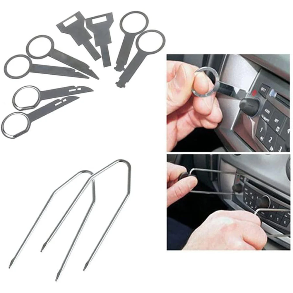 Car Radio Removal Key Tool Kit Metal Stereo CD Repair Hand Tools Set Auto Radio Repair Removal Tool Car Audio Repair Tools