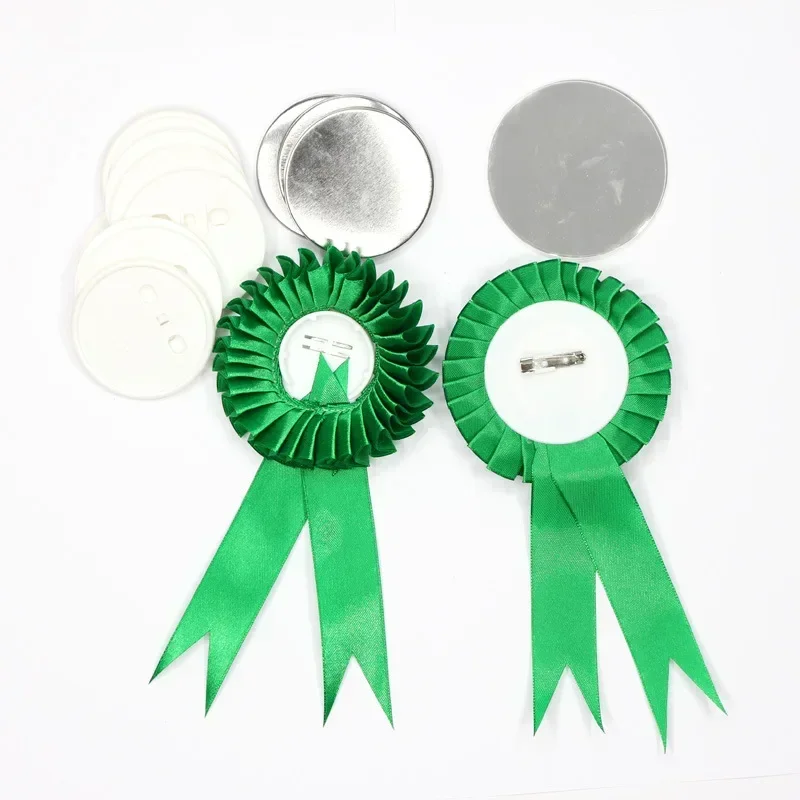 100SET 44/58mm Blank Rosette Award Ribbons Red Yellow Blue Green Buckle Type Custom Made Personalized DIY Gift Rose Badges view 5
