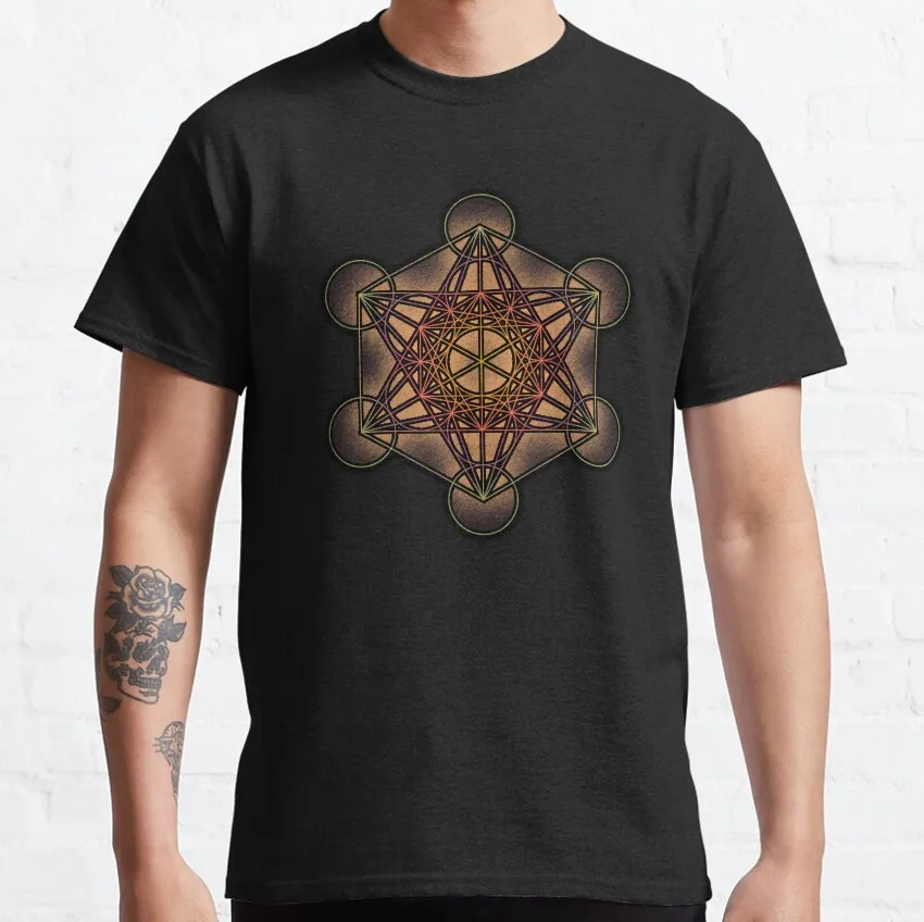 Metatron's Cube Sacred Geometry Carina Nebula Flower Of Life Men's T Shirt  Sacred Geometry Magic Mandala Clothing Summer