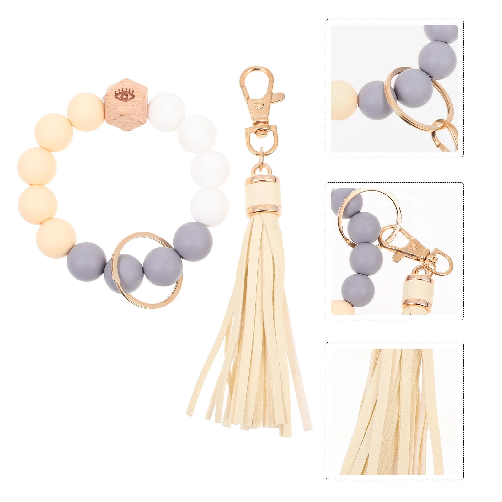 

Silicone Bead Keychain s Keyring Decor Silica Gel Bracelet Beaded Wristlet H made Smooth Detailed Workmanship