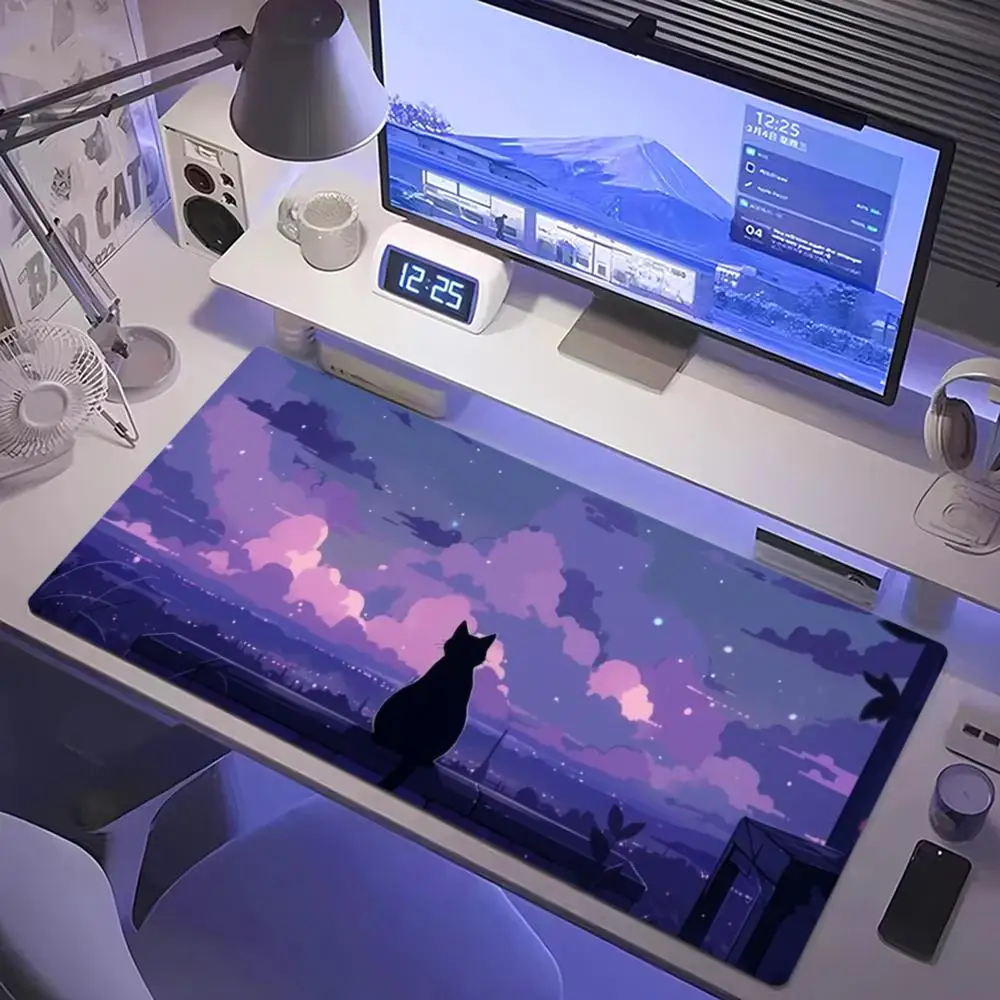 Window View dreamy Sky XXL Non-slip Rubber Stitched Edge big Extra Wide Full Desk Mousepad  for E-sports Gaming Workstation