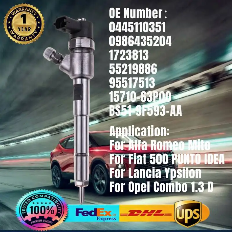 

0445110351 55219886 95517513 15710-63P00 BS5 BS51-9F593-AA Топливная форсунка для Alfa Romeo Mito, Fiat 500, Lancia Ypsilon, Opel Combo