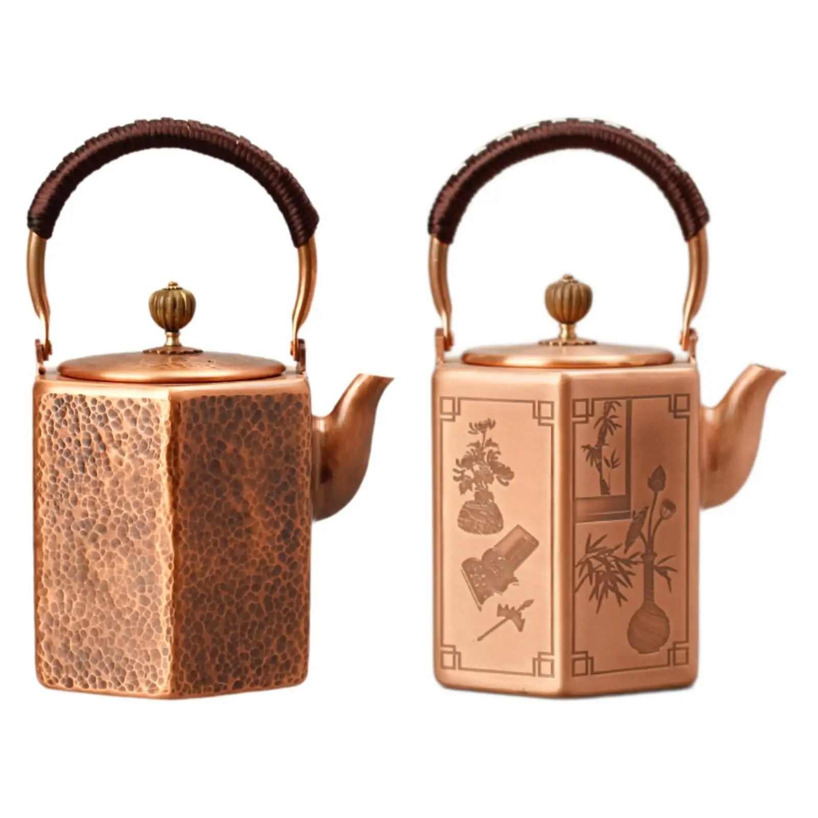 

Pure Copper Kettle Teaware 1000ml Vintage Design Teapot Hot Water Kettle for Home Office