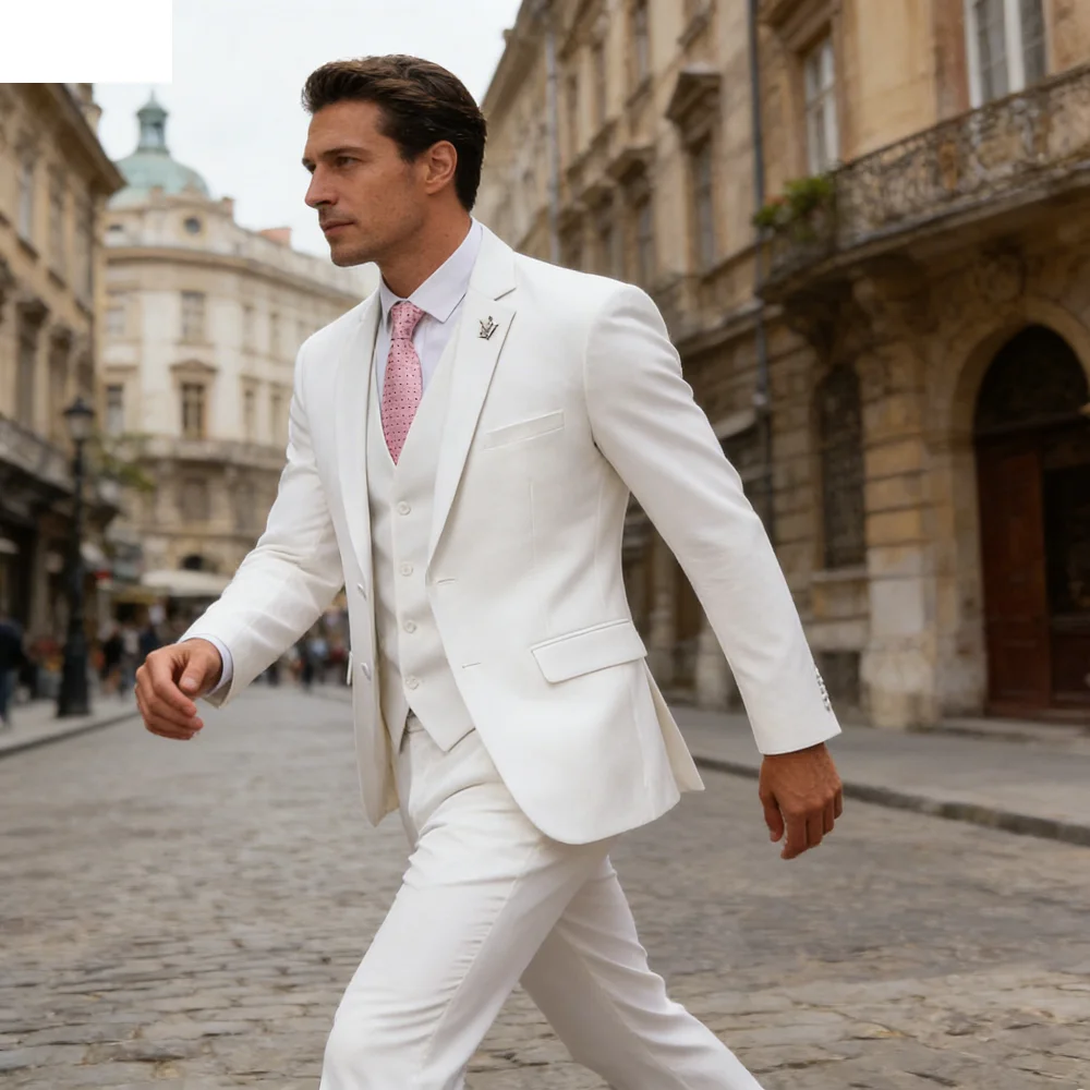 

Мужской костюм-тройка цвета розовой розы для деловых встреч и свадеб, высококачественный, элегантный, в европейско-американском стиле, для деловых мероприятий и вечеринок