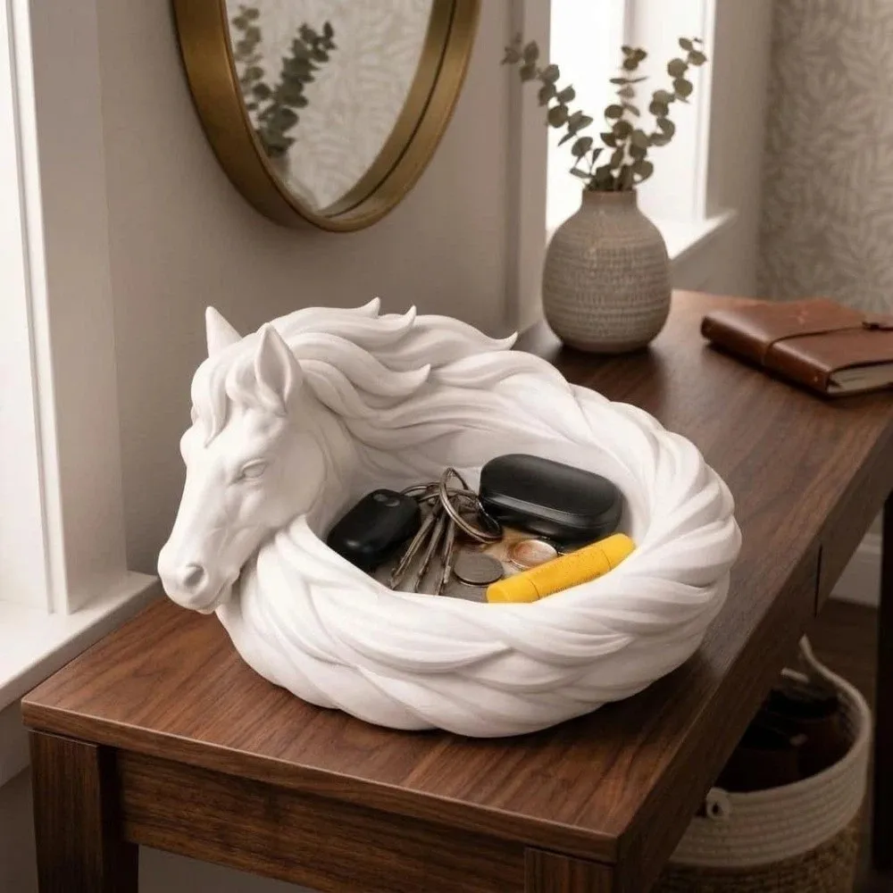 3D Printing Horse Storage Bowl Animal Shaped Vintage Horse Head Catchall Bowl Wear-resistant Decorative Ring Display Plate