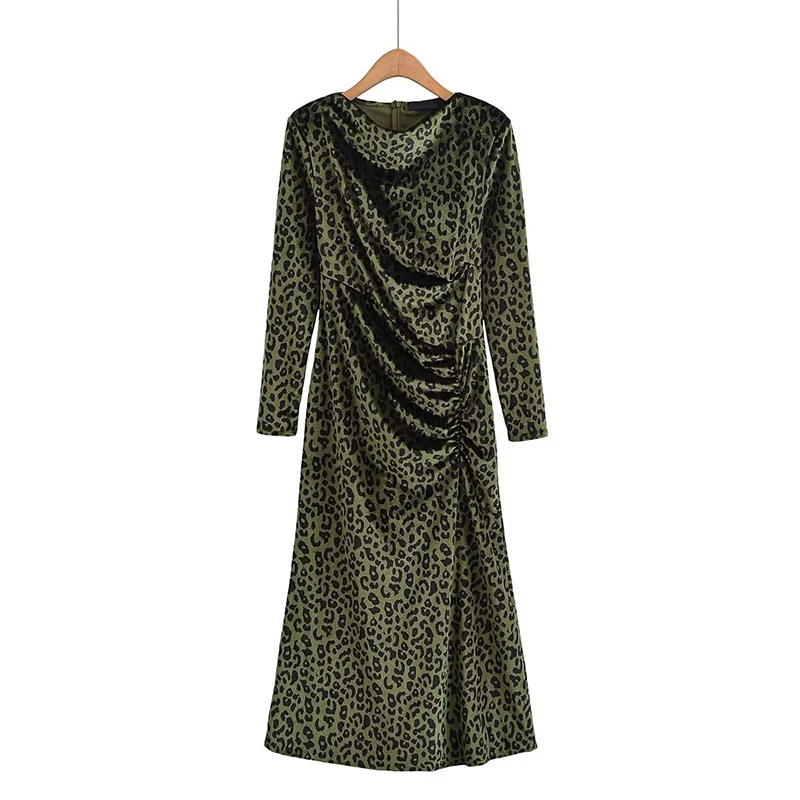 

Новые осенние женские бархатные длинные платья с леопардовым принтом, модные драпированные карандаши, сексуальный винтажный халат макси