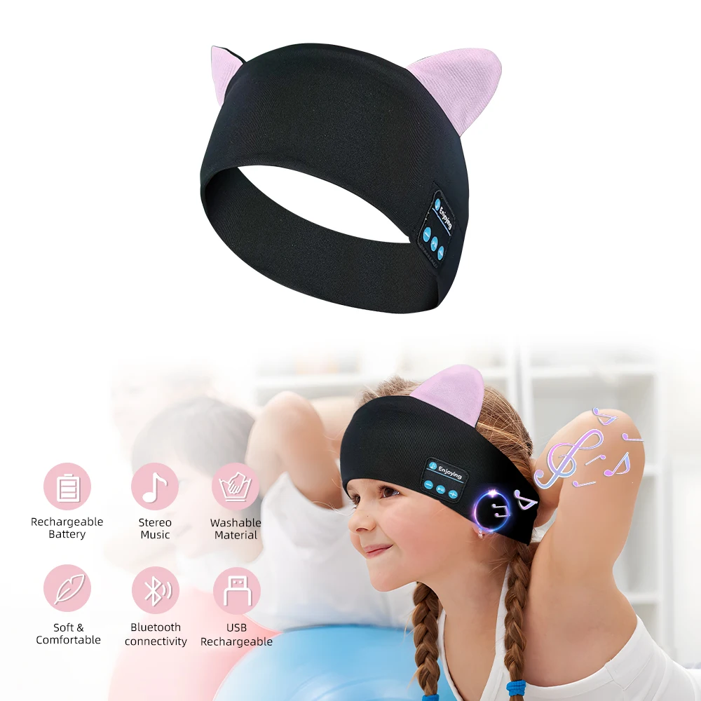 Kids Sleep Headphones Bluetooth Headband Sports Wireless Earphones with HD Speaker for Study Running Adjustable Music Headband