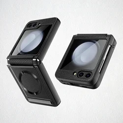 Full Chain Protection for Magsafe Phone Case for Samsung Galaxy Z Flip 7 Flip5 Flip6 Holder Leather Shockproof Hard Shell Cover
