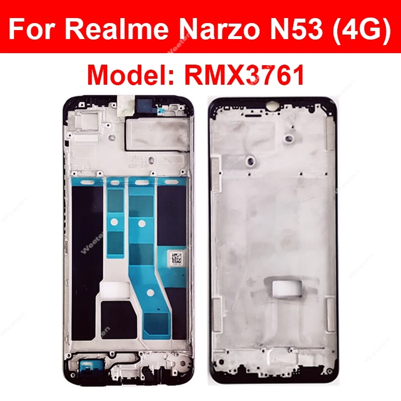 Per Realme Narzo N53 N55 N63 N65 Nota 50 4G 5G Cornice Frontale Custodia LCD Copertura Telaio Lunetta Centrale Parti di Ricambio