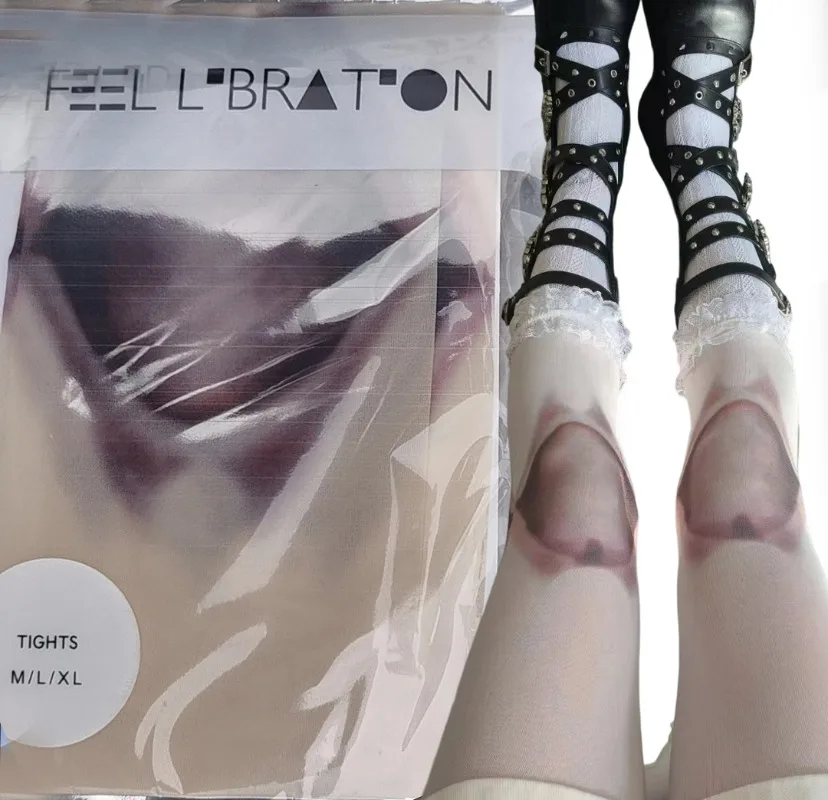 

Gothic Lolita Novelty Design Pantyhose Girls 3D Doll Print Pattern Long Tube Socks Japanese Harajuku Lolita Stockings Tights
