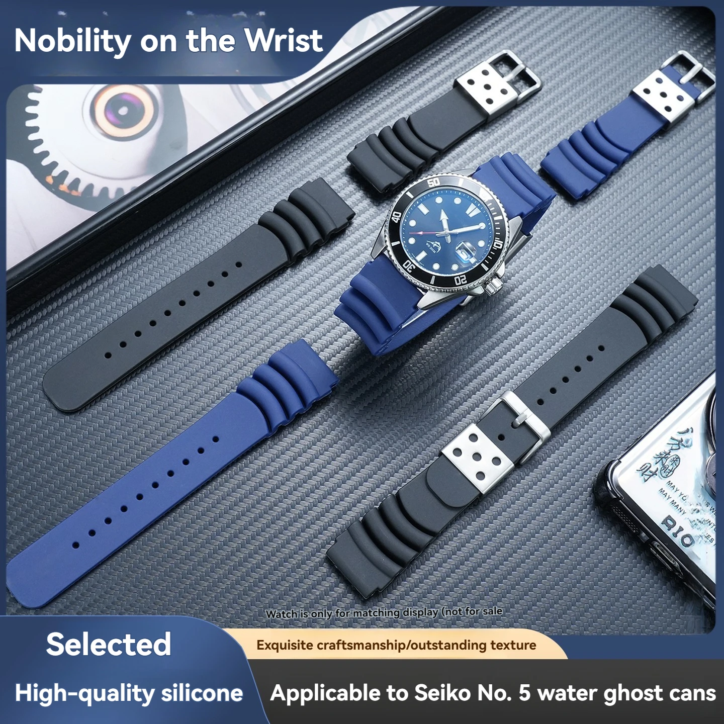 adequado-para-pulseira-de-relogio-seiko-water-ghost-no-5-skx007-srpa21j1-acessorios-de-pulseira-de-substituicao-a-prova-d'agua-de-silicone-20-22mm