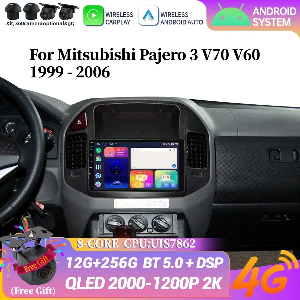 

Android Wireless Bluetooth Carplay Stereo Touch Screen Car Radio Multimedia Navigation For Mitsubishi Pajero 3 V70 V60 1999-2006