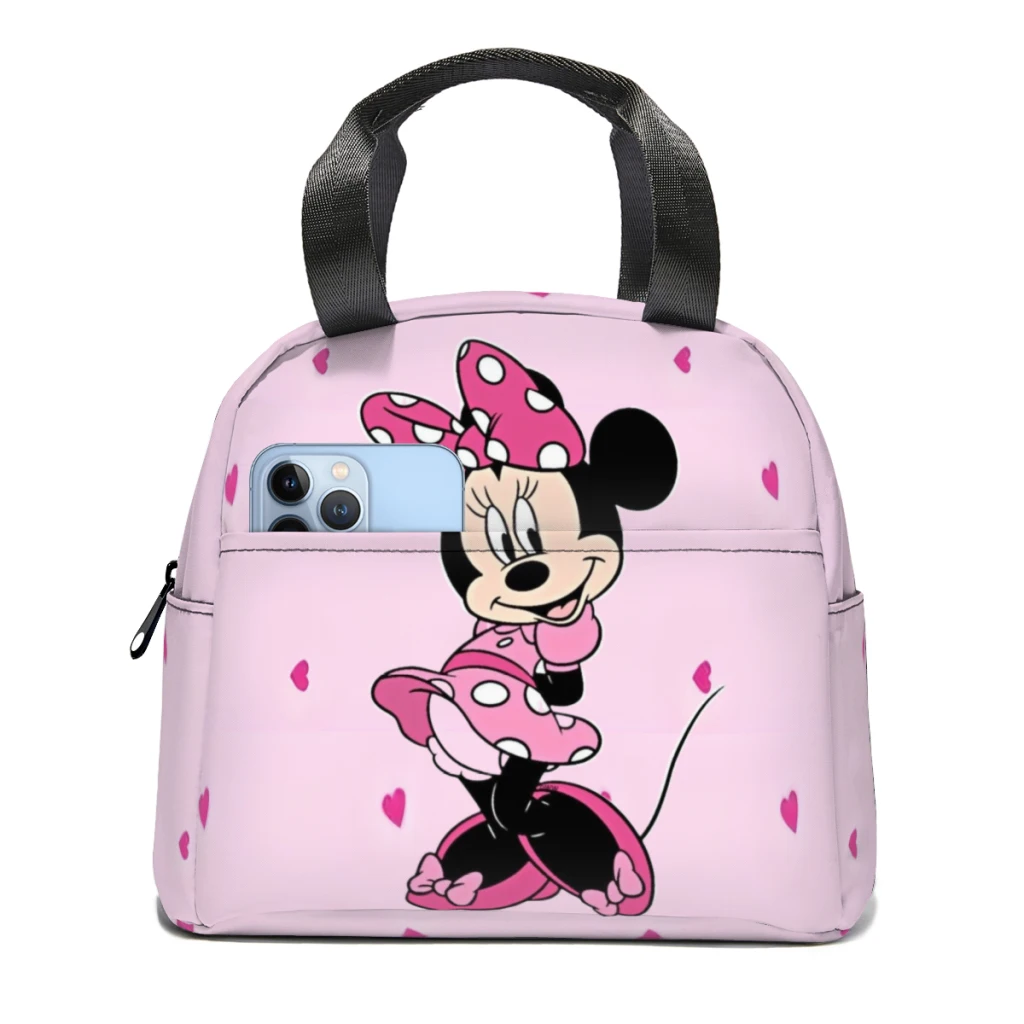 

Mikey Mouse Portable Lunch Bag Food Thermal Box Durable Cooler Lunchbox with Shoulder Strap Picnic Bag Office