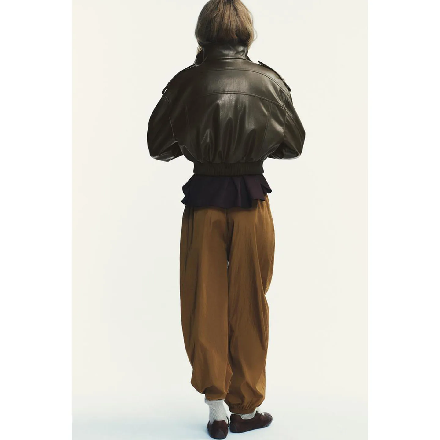 Nuovo 2025 Autunno Moto Sle ort PU Pelle Jaet Lungo Sve Colletto alla coreana Capispalla Donna Faion Fibra di poliestere