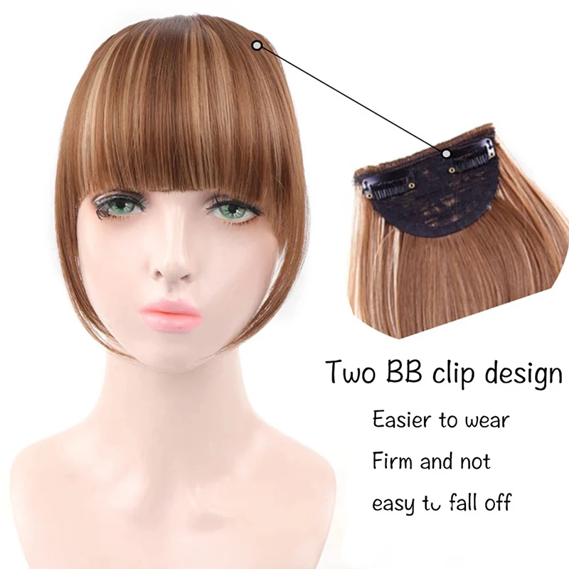 MSTN Synthetic Synthetic Fiber Natural Straight Bangs High Temperature Fiber Women'S 6-Inch Hair Clip Bangs