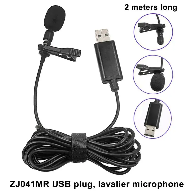 Wired Microphone USB Condenser Mic Computer Recording Microphone Type-C Mobile/Camera/Inter-view Live Broadcast Collar Clip