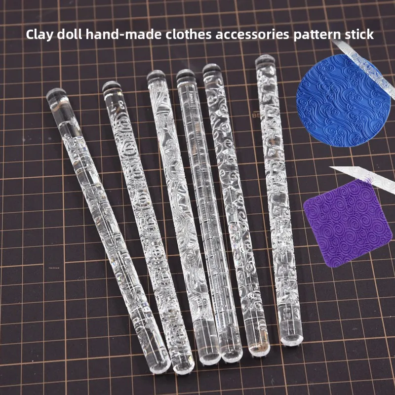 

Acrylic Embossed Rolling Pin for clay - Texture Roller Tool with Floral Patterns, Figurine Clothes & Miniature Accessories DIY