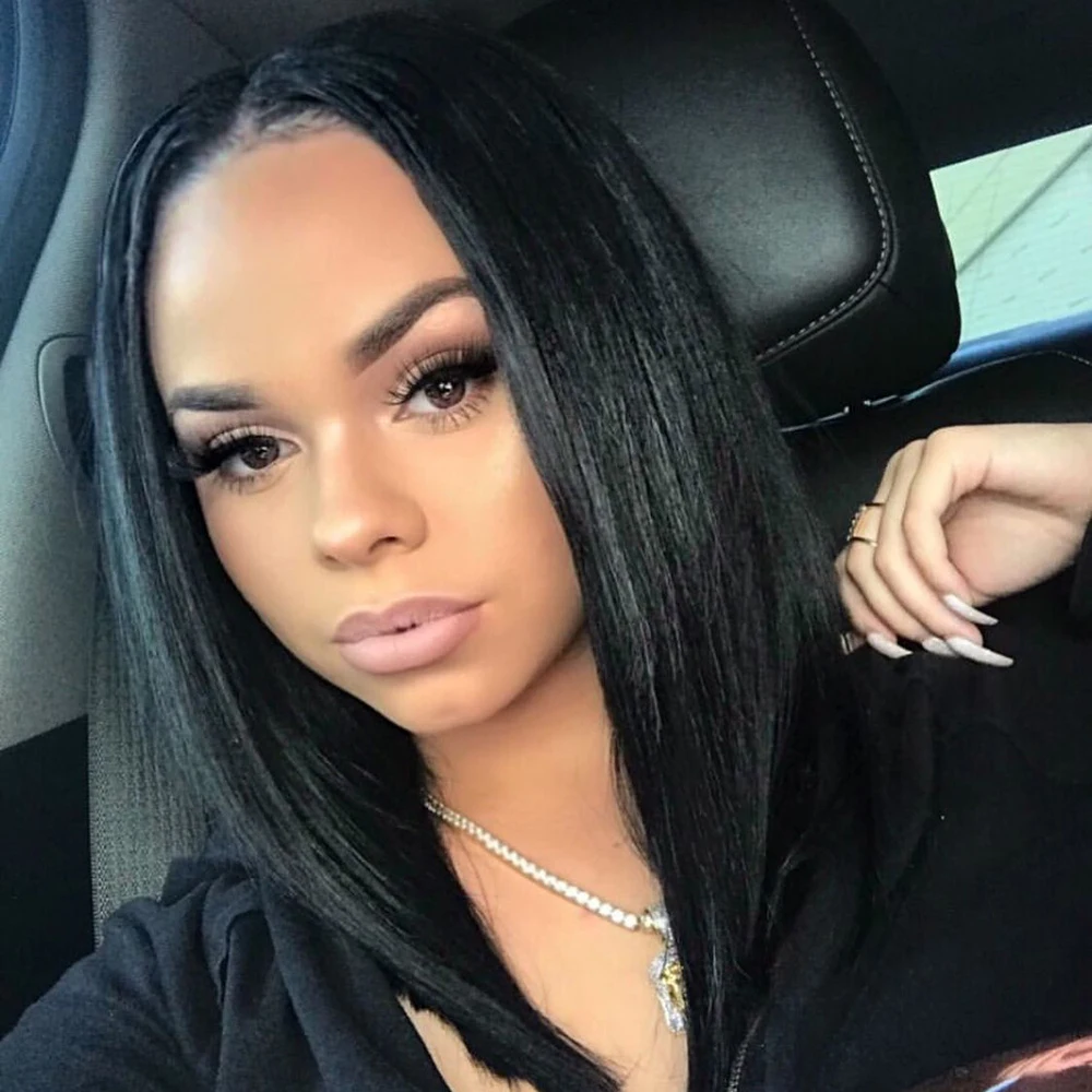 4x4 HD 본 스트레이트 레이스 프론탈 인모 브라질리언 100% 숏 밥 가발 (여성용 스트레이트 레이스 프론트 밥 가발)