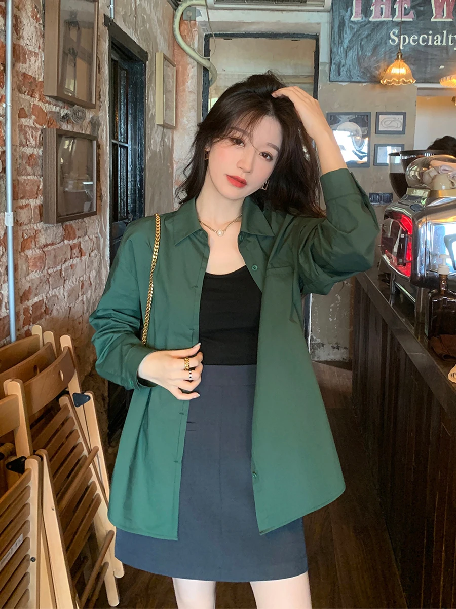 

Женская рубашка YANUOYU с длинным рукавом, повседневный дизайн, ранняя осень 2023, новинка, модный топ в корейском стиле, однотонный.