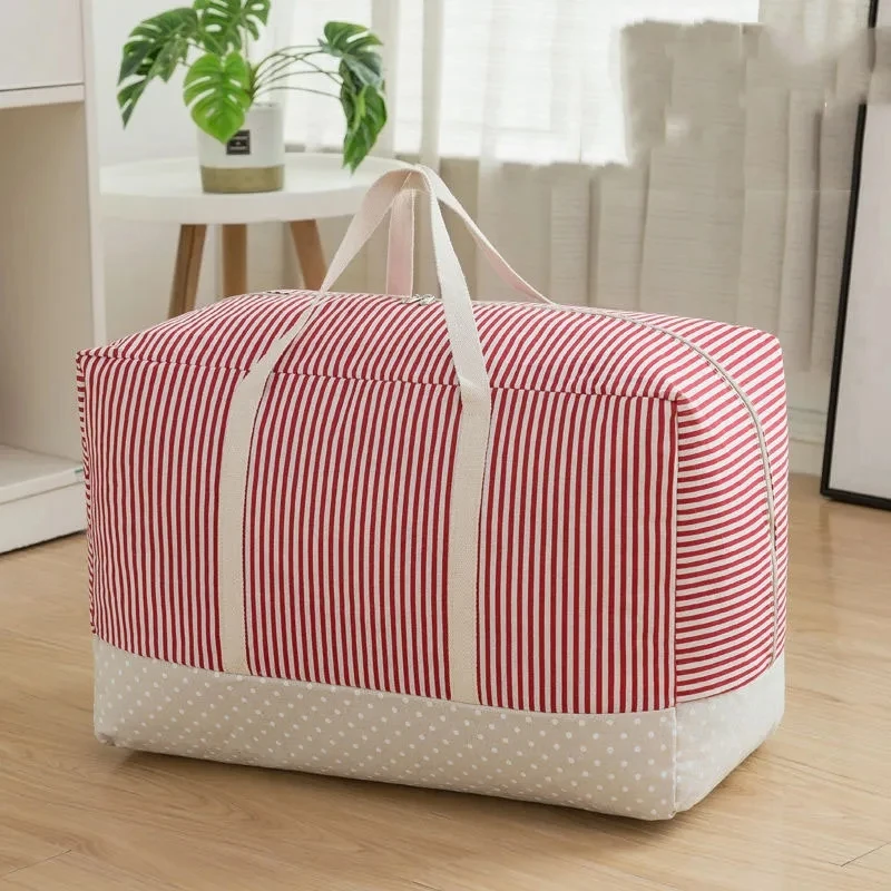 بسيطة مخطط طباعة نمط حقيبة التخزين المنزل لحاف الملابس الغبار واقية حقيبة التخزين سعة كبيرة تتحرك الأمتعة التعبئة حقيبة