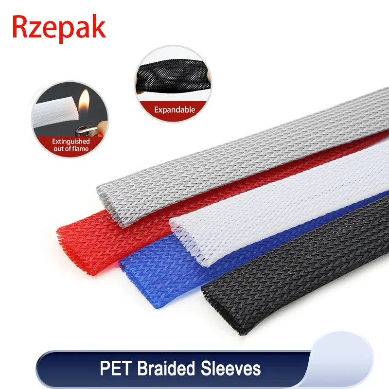 

1-20M PET Heat Shrinkable Braided Cable Expandable Braided Sleeve 60mm High Density Insulated Nylon Cable Protector DIY