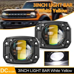 24V 12V Car DRL Lights LED 6000K/3500K Fog Lens Motorcycle Spotlight Flood Spot Day Running Lamps For Jeep Wrangler Off Road 4x4