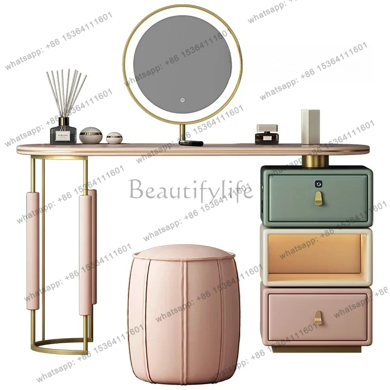 

Dresser Bedroom Modern Simple Storage Cabinet Locker Integrated Light Luxury Makeup Mirror Makeup Table