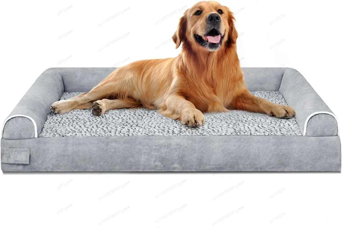 

Bestseller Gray Dog Bed | Pet Armrest Sofa Bed | Removable Washable Plush Cover