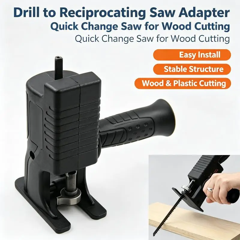 Universal Electric Drill to Reciprocating Saw Adapter with Cutting Blades for Household Renovation Wood Metal Plastic Cutting
