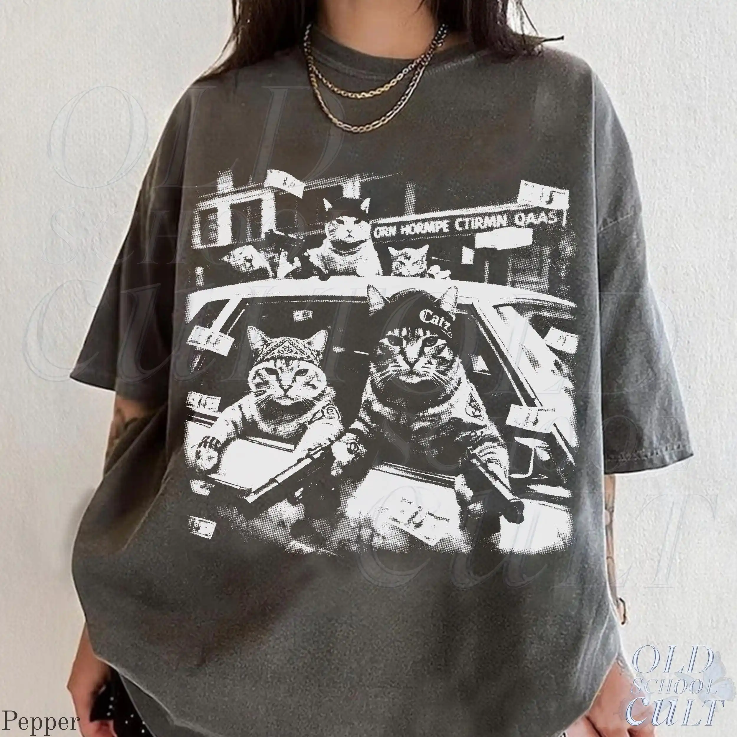 Gangster Cats Graphic T Shirt, Vintage Black Cat Tee, Retro Streetwear Shirts, Funny Cat Top, Unisex Cool Tshirt, Cat Lover Gift
